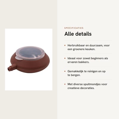 Inovra- Piping Dispenser herbruikbaar - Spuitzak met Spuitmondjes - Taartdecoratie - Bakbenodigdheden - Gereedschap - Siliconen materiaal
