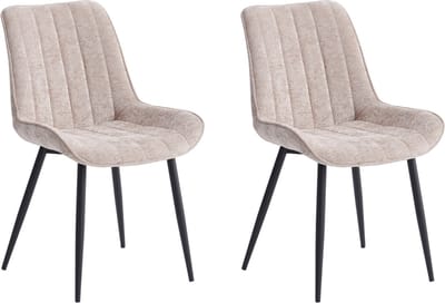 Colenis® - Verta Eetkamerstoel - Set Van 2 - Taupe - Chenille Stof - Industrieel - Stoel