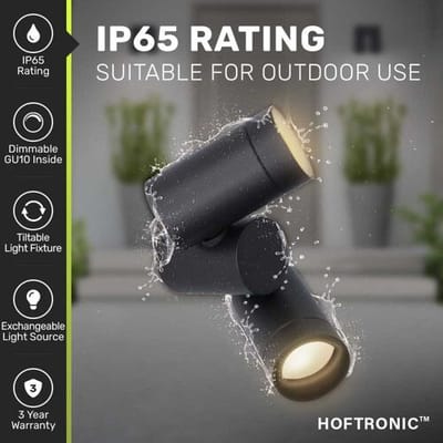 Silva - LED Wandlamp - IP64 Waterdicht - 8 Watt 690 Lumen - GU10 Fitting - 4000K Neutraal Wit - Dimbaar - Kantelbaar - Voor binnen en buiten - Up & Down Light - Zwart