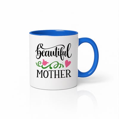 Beautiful Mother Tweekleurige Mok Blauw/Wit - Gepersonaliseerd Cadeau Idee voor Mama - Moederdag Geschenk