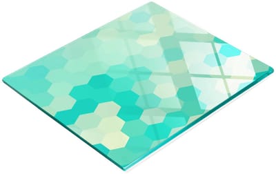 Stijlvol en duurzaam glazen bord met print van geometrische vormen, 60x52 cm