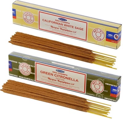 Satya Wierook cadeaus set - 2x geurstokjes - Witte Salie en Citronella geur - Meditatie