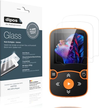 dipos – 2x Pantserfolie geschikt voor AGPTEK A65 MP3-Player | 9H Screenprotector
