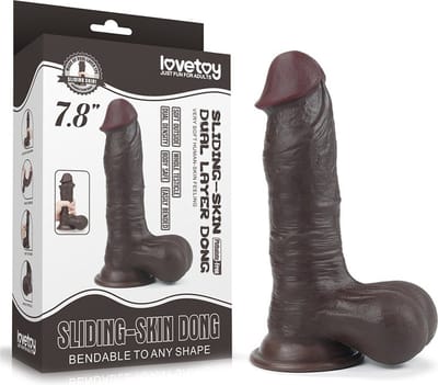 Sliding-Skin Zwarte Dildo - 19.5cm/7.5''