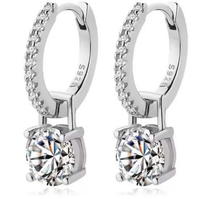 Selevie Oorhangers Zilver met Moissanite 1ct - Oorbellen - Earrings - Sterling silver - Luxe moissanite bezette oorbellen
