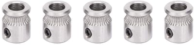 Dailygoods- Extruderwiel 5-delig - Roestvrij Staal - 3D-printeraccessoire - Geschikt voor MK8 - 1,75 mm / 3 mm Filament - Compact en duurzaam - 3D-printeronderdeel