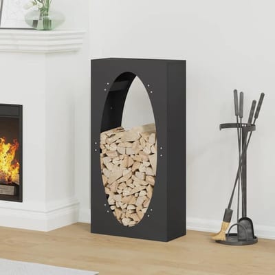 Houtrek - Houthouder - Haardhout Opslag - Koudgewalst Staal - 50 x 23 x 100 cm - Zwart