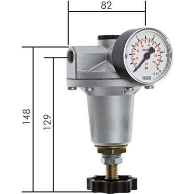 Precisie Drukregelaar G1/4'' 550l/min 0.5-16.0bar/7-232psi Zink Spuitgiet Standaard 3