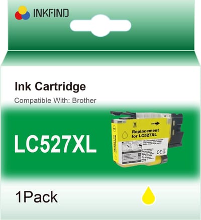 INKFIND LC527XL Geel inktcartridge compatibel met Brother LC527XL LC-527XL Geel geschikt voor Brother MFC-J4350DW/J4550DW - 1-pack Geel