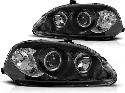 Koplampen dual halo rims HONDA CIVIC 09 95-02 99 ANGEL EYES ZWART