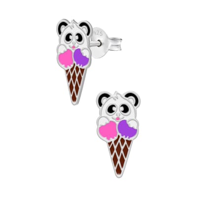 WeLoveSilver - zilveren kinderoorbellen - panda ijsje - 925 zilver