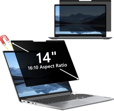 Famanu - Magnetische laptop-inkijkbescherming voor 14 inch, 16:10 beeldverhouding, anti-vingerafdruk, afneembaar anti-blauw licht, verblindingsbescherming, privacyfolie voor Lenovo/HP/Dell/Acer/Samsung