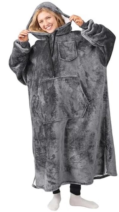 Oversized Wearable Blanket Hoodie Met Reusachtige Zak, Super Zacht Sherpa, Warm Geschenk Voor Volwassenen