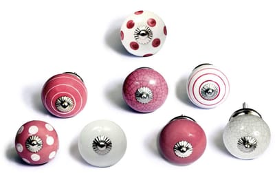 TRANKIELO® - Set van 8 unieke keramische knoppen - Handgeschilderd - 40 mm diameter - Elegant voor kasten en laden