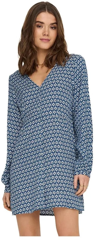 Only Nova Life Lang Mouw Jurk Blauw XS Vrouw