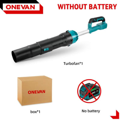 ONEVAN 8000W Borstelloze Elektrische Turbo Blower Jet Fan 400M/S Snoerloze Handheld Bladblazer Stofblazen Verwijderingstool voor 21V 18V Batterij Without battery