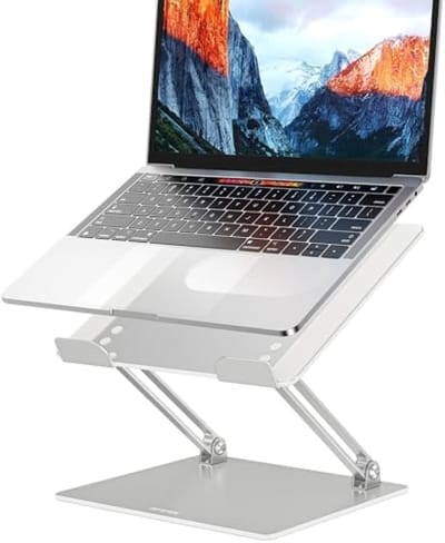 PromoHome Aluminium Laptophouder - Ergonomische Verstelbare Notebookstandaard voor 10-14 inch Laptops - Zilveren Computerstandaard met Koelventilatie
