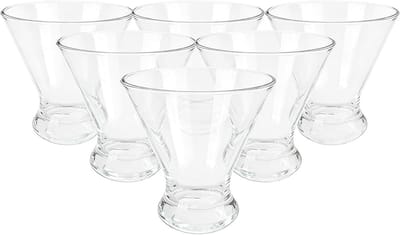 Martini-glazen van acryl, 255 ml, herbruikbaar en breukbestendig, ideaal voor margarita's, sap en ijs, set van 6, stapelbaar en vaatwasmachinebestendig, BPA-vrij