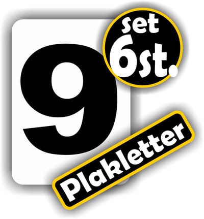 Jerma - Plakcijfers nr. - 9 - Sticker - set 6 st. - 7 x 5 cm - Zelfklevend - Vinyl - Weerbestendig