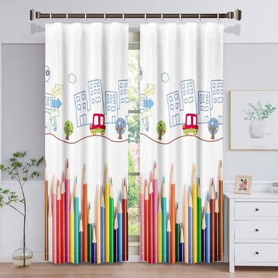 Huishoudelijk Apparaat Goedkope Woonkamer Gordijnen voor Woonkamer Cartoon Potlood Auto 2 Stuks Gratis Verzending op Oogjes Hoog Gordijn 100W160H(CM)40x63in&Grommet Top