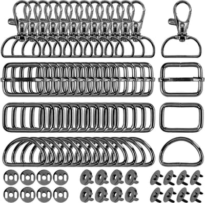 100 Stuks Wallet Hardware Buckles voor Sleutelhangers, Swivel Clips, D-ring en Knoopsluitingen in Gunblack