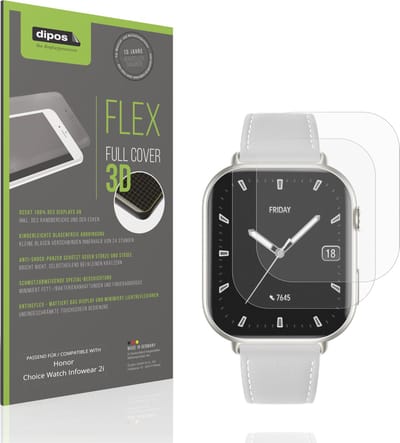 dipos FLEX – 2x Matte Screenprotector geschikt voor Honor Choice Watch Infowear 2i | Volledige Schermbescherming | Case-Friendly