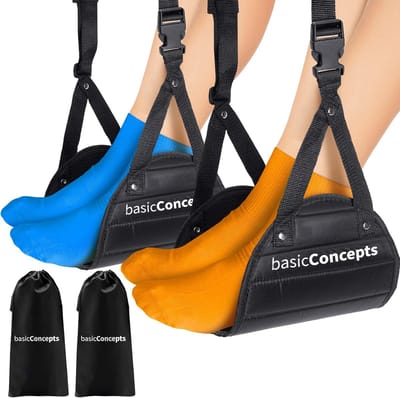 Voet Hangmat - Vliegtuig Voetsteun - Reizen Comfort - Extra Lange Riem - 45x23x86 cm - Zwart