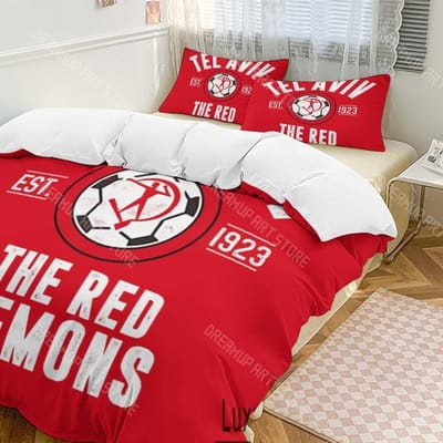 3D Print Hapoel Tel Aviv Beddengoed Set Twin Queen King Full Size Dekbedovertrek Kussensloop Bed jongens meisjes Volwassen Hometextiel US Queen 228x228cm