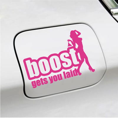 Bumpersticker - Boost Get You Laid - 13 X 18 - Roze