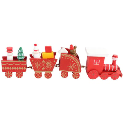 Kerst Houten Vierdelige Kleine Trein Kerstboomversiering Kerstthema Speelgoed Cadeau red