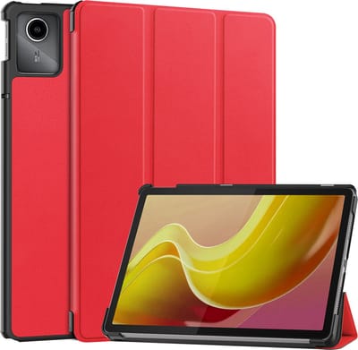 Hoes - Geschikt voor Lenovo Tab M11 (11 inch) - Dun & Stevig - Trifold Bookcase - Hard Cover - Hardcover Book Case - Tablet Hoesje - Rood
