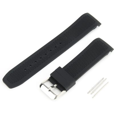 Bracelet de Montre 24mm Silicone Boucle à Ardillon Étanche Résistant à la Sueur Bracelet de Montre black