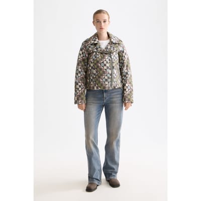 Scotch & Soda Quilted Biker Jacket Mountains Patchwork Taglia: XS | Giacche di pelle Outlet | Donna