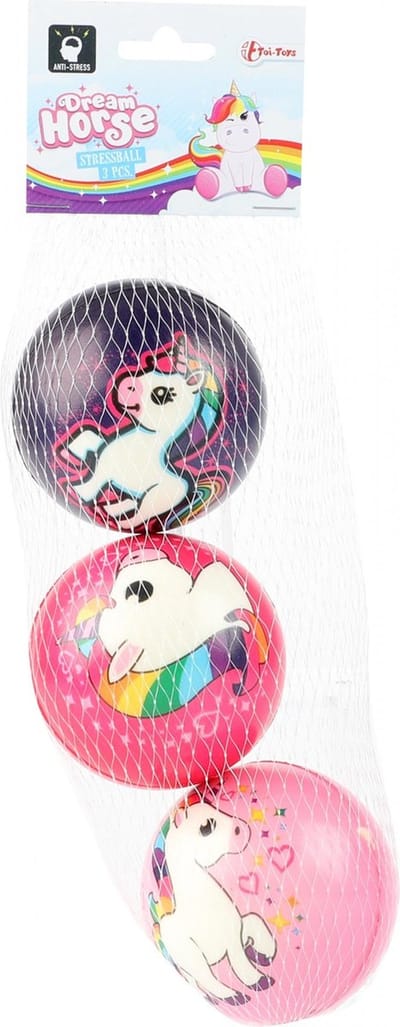 Toi-toys Pu Ballen Eenhoorn 7,6 Cm Roze 3 Stuks