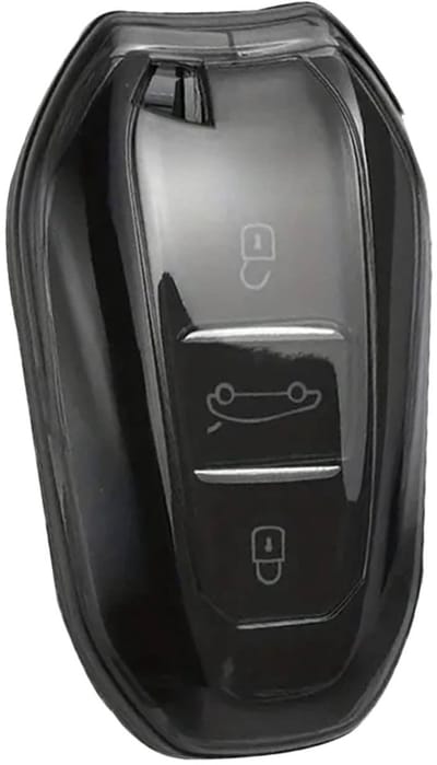 Autosleutel Hoesje geschikt voor Peugeot - Sleutelcover - TPU Cover Sleutelhoes - Accessoires - transparant,zwart