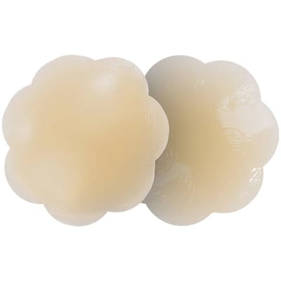Bye Bra Siliconen Tepelcover, Bloemvormige Tepelcover, Zelfklevende Tepelcover, Tot 15 Keer Herbruikbaar, Beige, Één Maat