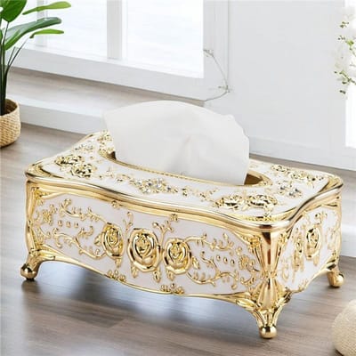 Gouden decoratieve tissueboxhouder rechthoekig vierkant tissuebox servethouder huisdecoratie geschikt voor badkamer, slaapkamer,