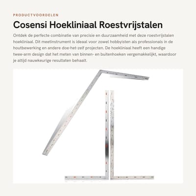 Dailygoods- Hoekliniaal Roestvrij Staal 90 Graden - Metalen Liniaal - Dubbelzijdige Snijgeleider - Hoogwaardige Meetliniaal - Corrosiebestendig - Maat 300 mm x 150 mm - Meetlat
