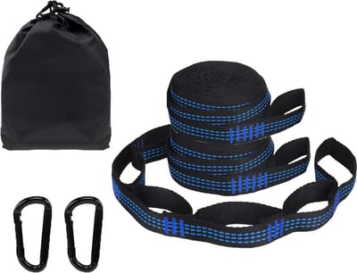 Bevestigingsset voor hangmat - 2 x karabijnhaak - 2 x 2M banden，voor campinghangmataccessoires（Met opbergtas）