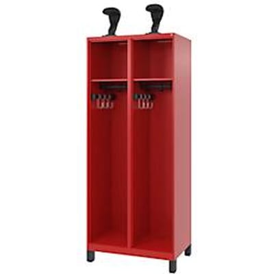 Brandweerkluis C+P Evolo EXPERT, 2 compartimenten, B 800 x D 500 x H 1850 mm, RAL 3000 vuurrood/RAL 7021 zwartgrijs