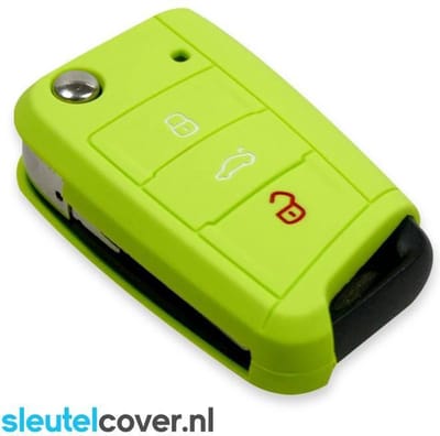 Autosleutel Hoesje geschikt voor Skoda - SleutelCover - Silicone Autosleutel Cover - Sleutelhoesje Lime groen