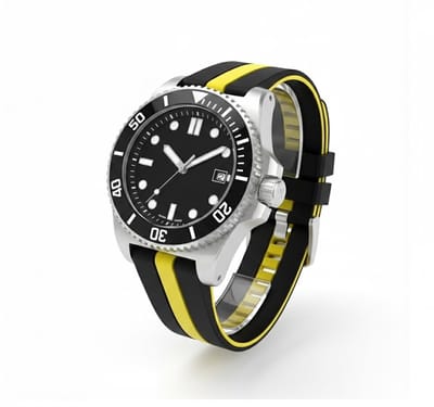 Zwart geel silicone horlogebandje 22 mm Geschikt voor serie samsung galaxy watch 3 (45 mm) / Galaxy Watch 46 mm voor dames en heren – verwisselbare smartwatch band met tweekleurig ontwerp en metalen gesp als vervangend horlogebandje