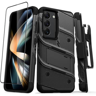 Série Zizo Bolt - Étui Blindé Samsung Galaxy S23 Avec Verre 9H Pour Écran + Support Avec Support (Czarny)