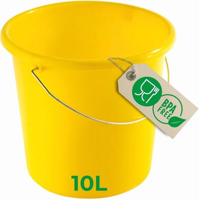 Novaliv emmer 10L geel met maatverdeling - schoonmaak emmer 10 liter? 28,5 cm Praktische alleskunner met schaalverdeling voor huishouden & tuin ideaal als huishoudemmer, wateremmer, dweilemmer, emmer