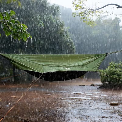 Lichtgewicht Hangmat met Muggennet en Tarp voor 1 Persoon - Ideaal voor Kamperen en Wandelen in de Natuur, Groene Kleur