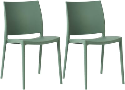 CLP Meton Set van 2 Tuinstoelen - Stapelbaar - Onderhoudsvriendelijk - Weerbestendig - olijf