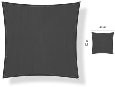Shadow Comfort® Vierkantige Schaduwdoek - UV Bestendig - Zonnedoek - 400 x 400 x CM - Carbon Black