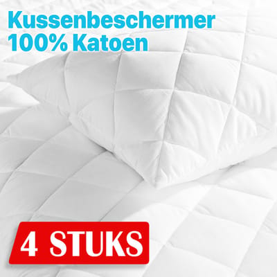 4x Kussenbeschermer Katoen Wit/Creme - 60x70 - Antibacteriëel Kussenbeschermer - Kussen Beschermer - Kussenbeschermer Met rits - kussensloop - Kussenbeschermer Katoen 4 stuks - Molton Kussenslopen