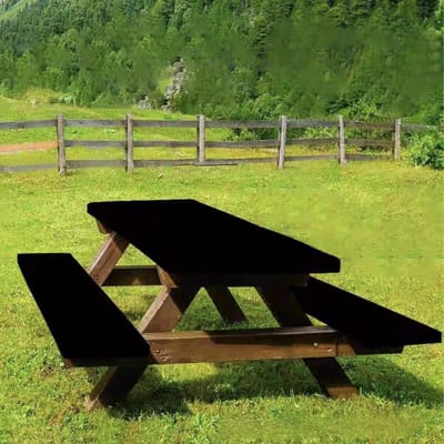 Daity Een picknicktafelkleedset met bankhoes - gemaakt van elastisch spandex - geschikt voor rechthoekige tafels - machinewasbaar - winddicht - ideaal voor kamperen - 76 x 183 cm (zwart).