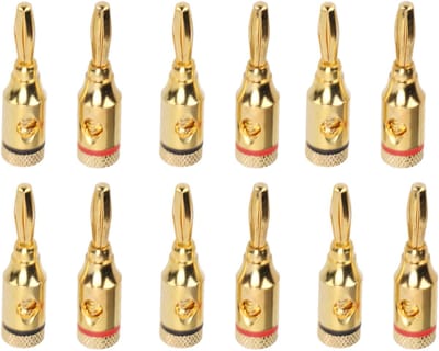 Cuhostki 12 Stuks - Bananenstekkers Audio Connector Verguld Rood Zwart Luidspreker Aansluiting